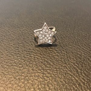 Guess Silver Crystal Star Ring